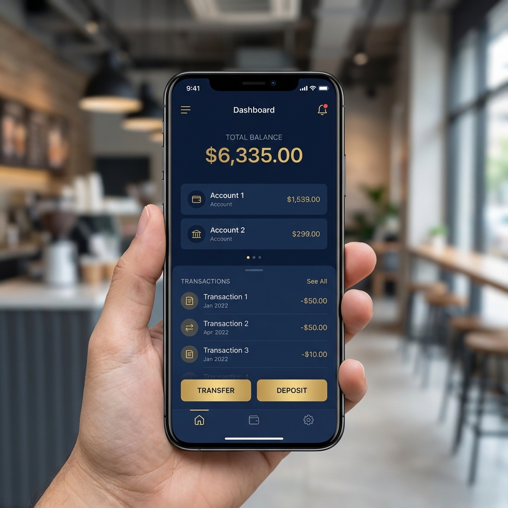 Mobile banking app dashboard